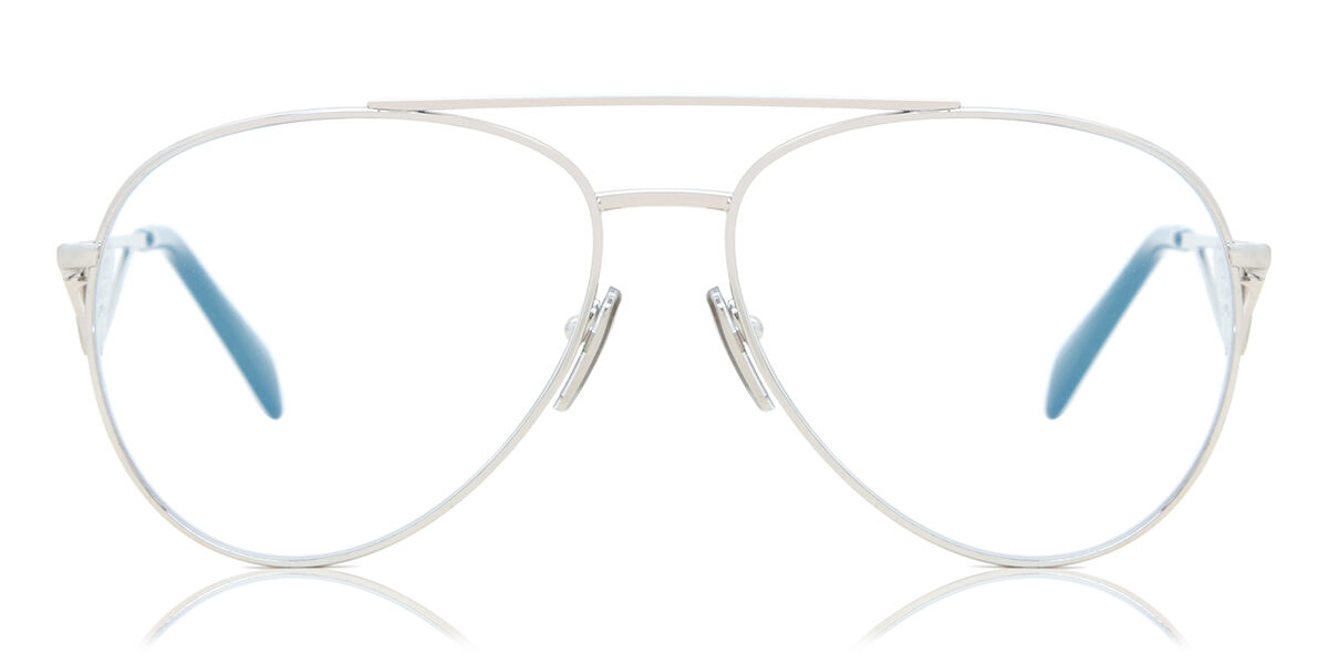 Image of Prada PR 73ZS Formato Asiático Azuis-Light Block 1BC08N Óculos de Grau Prata Feminino BRLPT