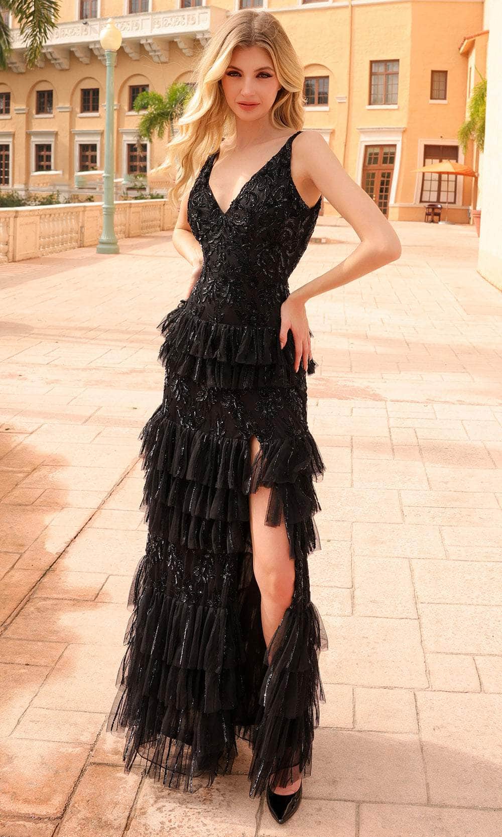 Image of Primavera Couture 4106 - Tiered Sheath Prom Dress