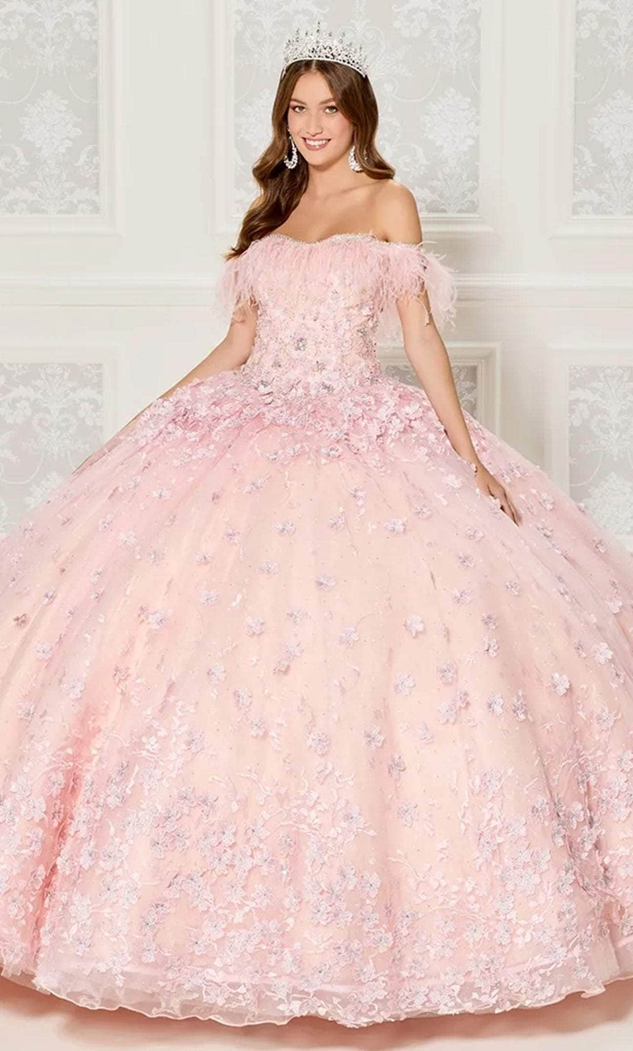 Image of Princesa by Ariana Vara PR30115 - Feather Off Shoulder Ballgown