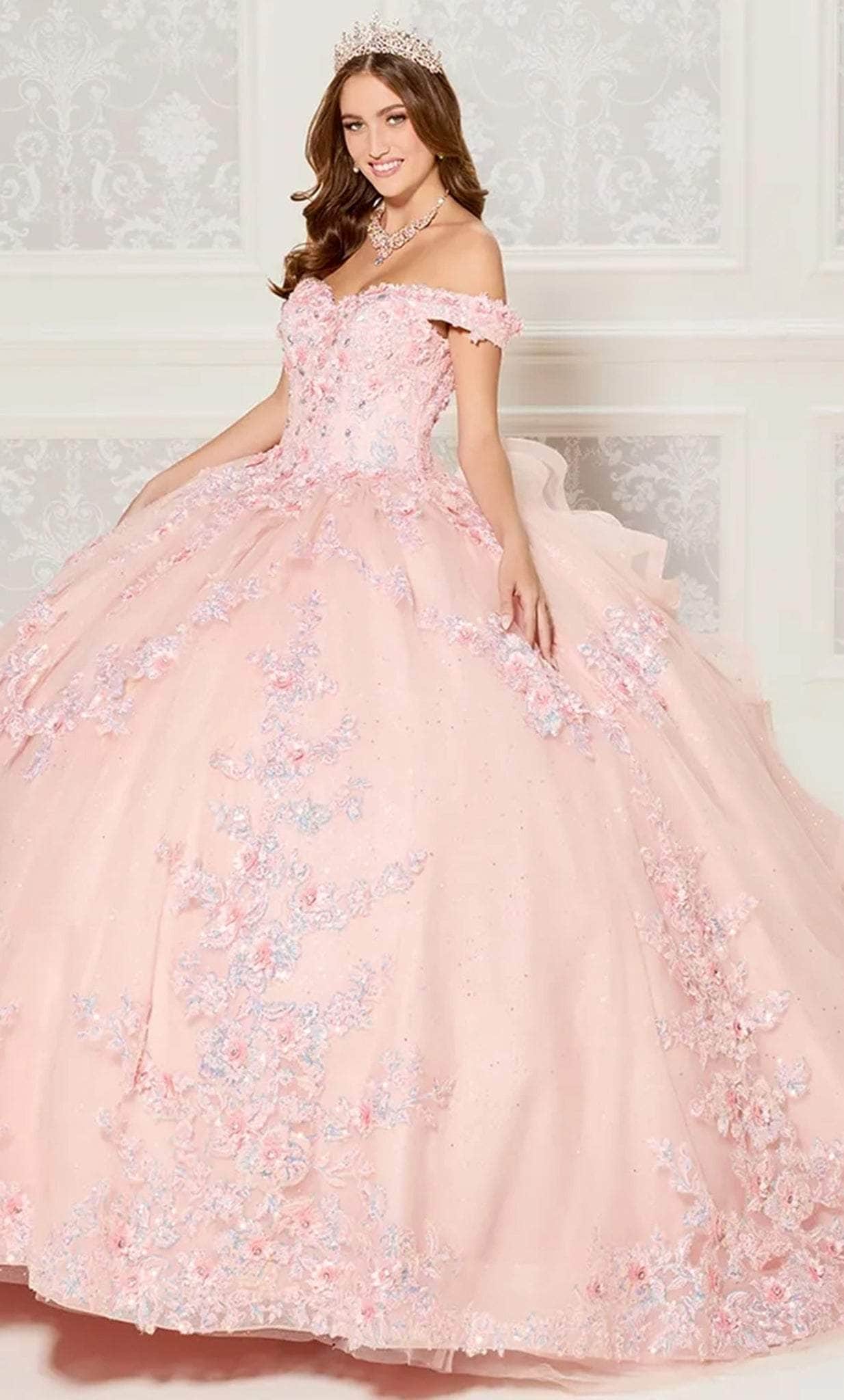 Image of Princesa by Ariana Vara PR30116 - Floral Ruffled Back Ballgown