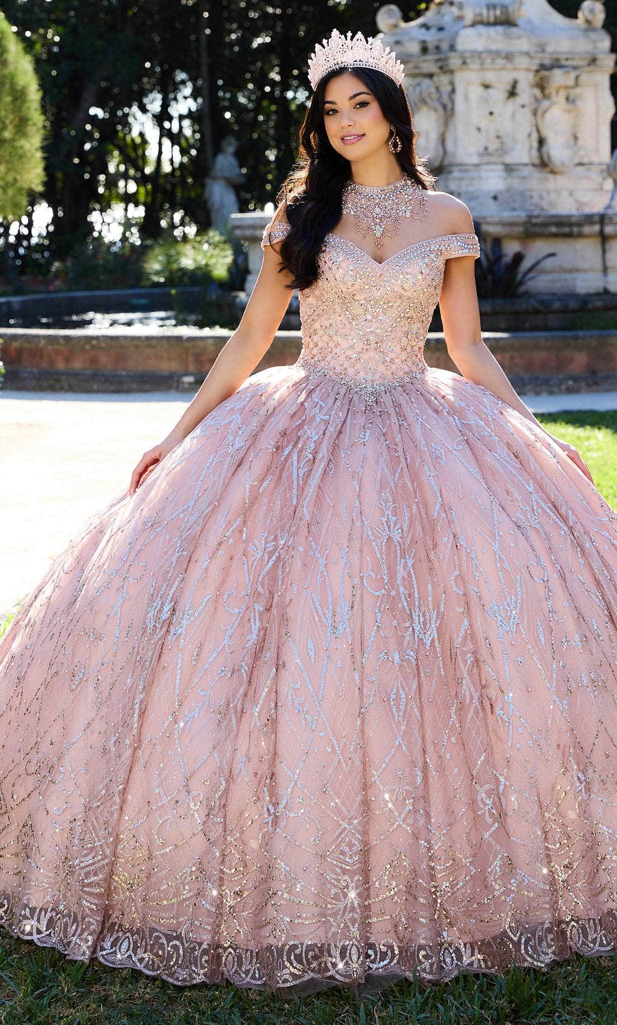Image of Princesa by Ariana Vara PR30132 - Rhinestone-Detailed Quinceanera Gown