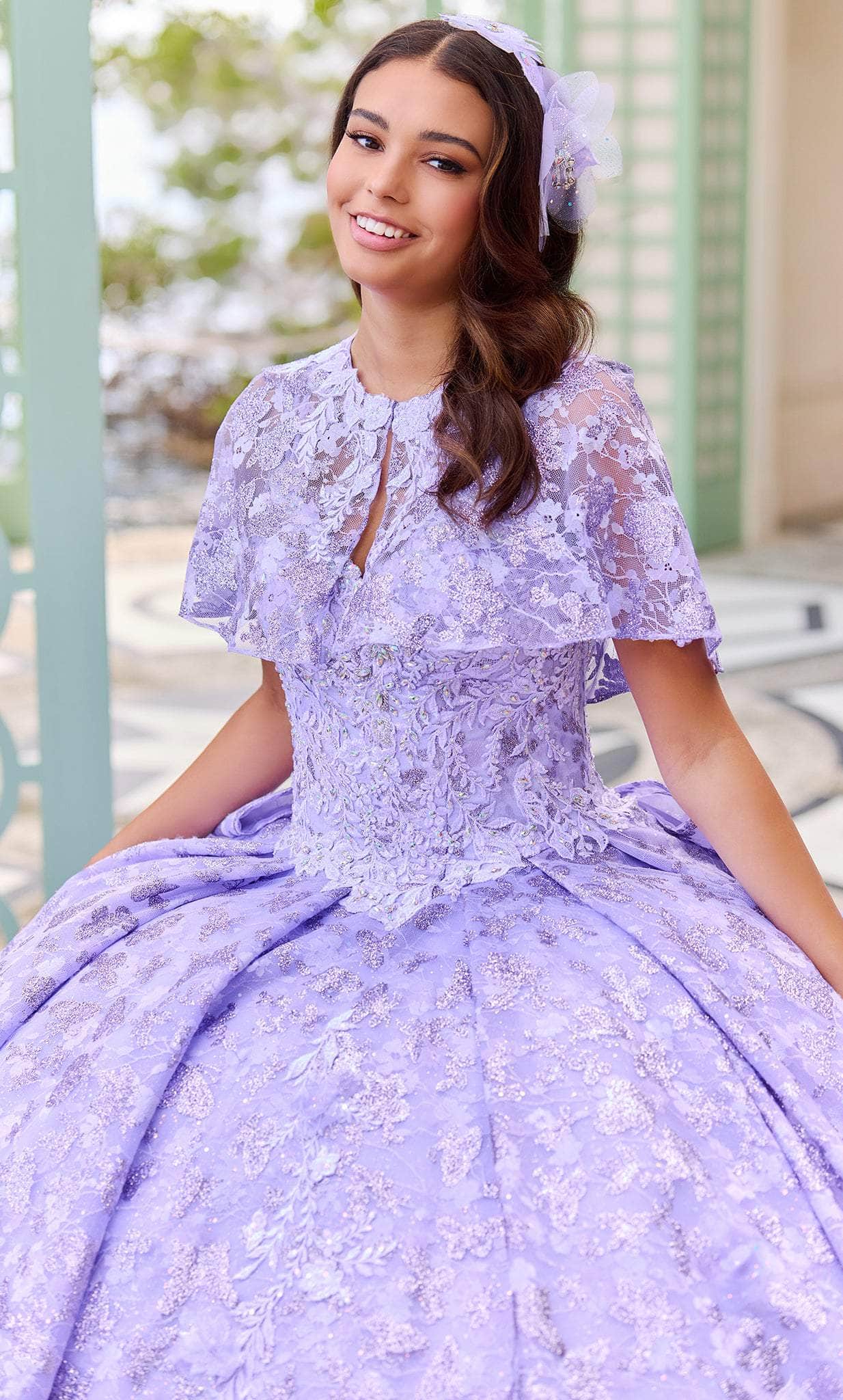 Image of Princesa by Ariana Vara PR30139 - Bolero-Attached Floral Ball Gown