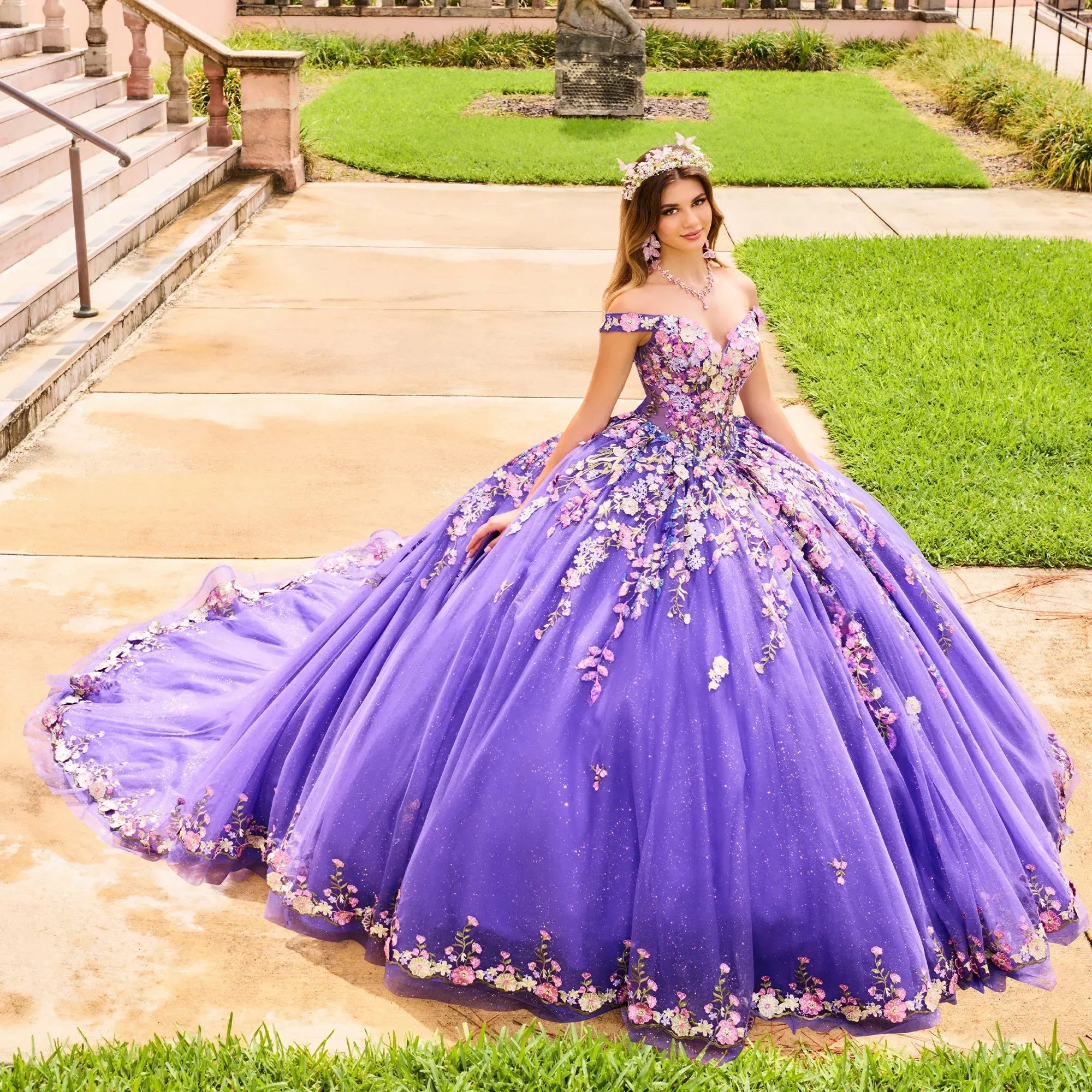 Image of Princesa by Ariana Vara PR30155 - Lace-Up Tie Off-Shoulder Prom Gown