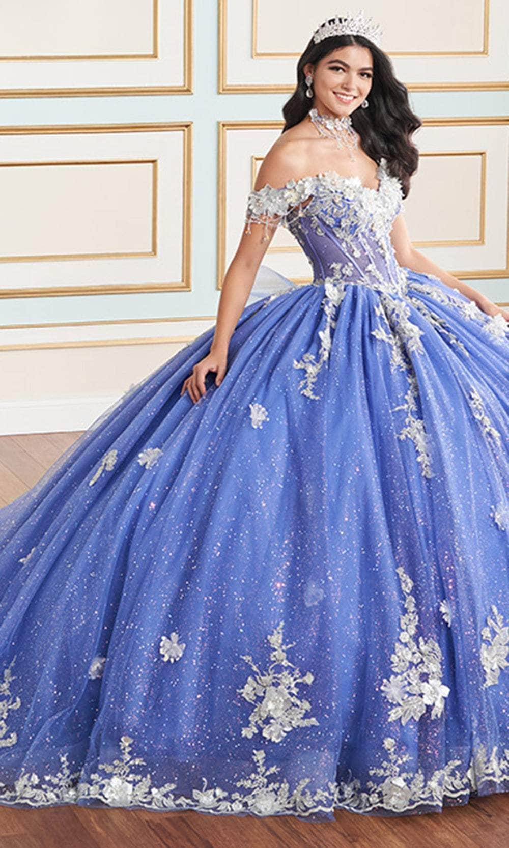 Image of Princesa by Ariana Vara PR30178 - 3D Flowers Off-Shoulder Ball Gown