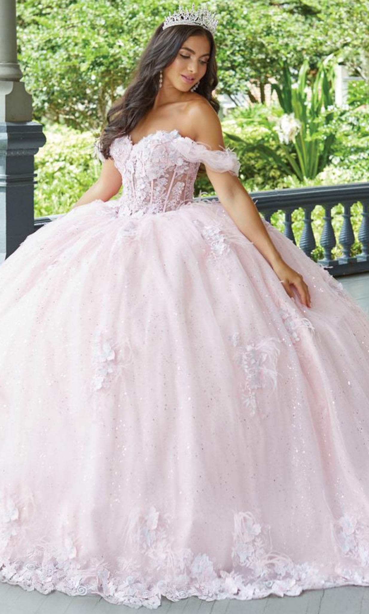 Image of Quinceanera Collection 26047 - Laced Feathered Quinceanera Dress