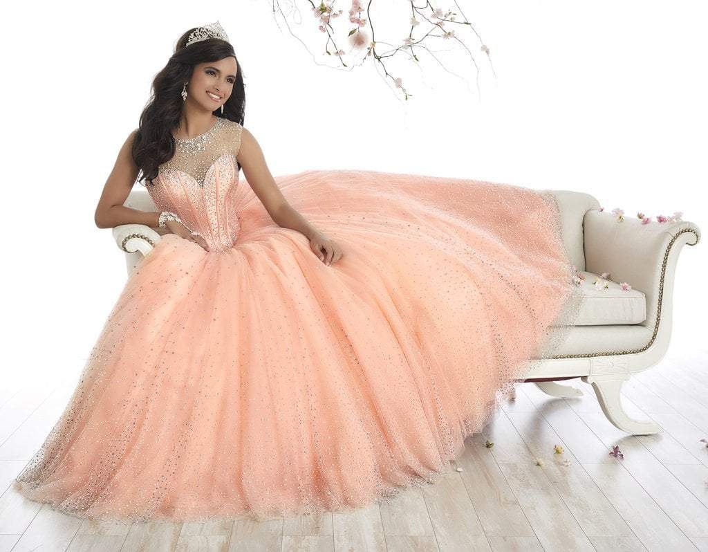 Image of Quinceanera Collection - 26866 Sparkly Illusion Lace Up Back Ballgown