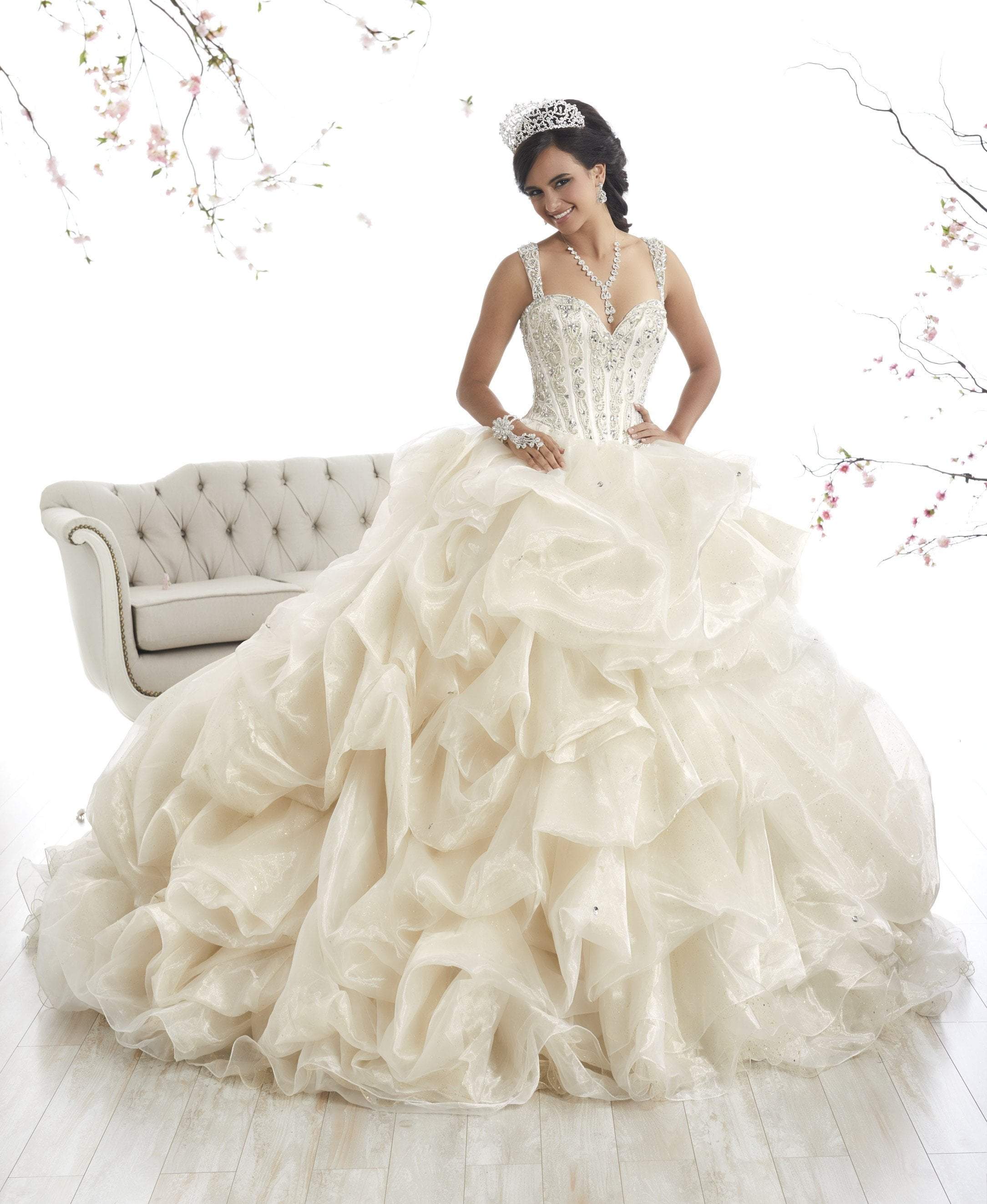 Image of Quinceanera Collection - 26868 Beaded Lace Sweetheart Ballgown
