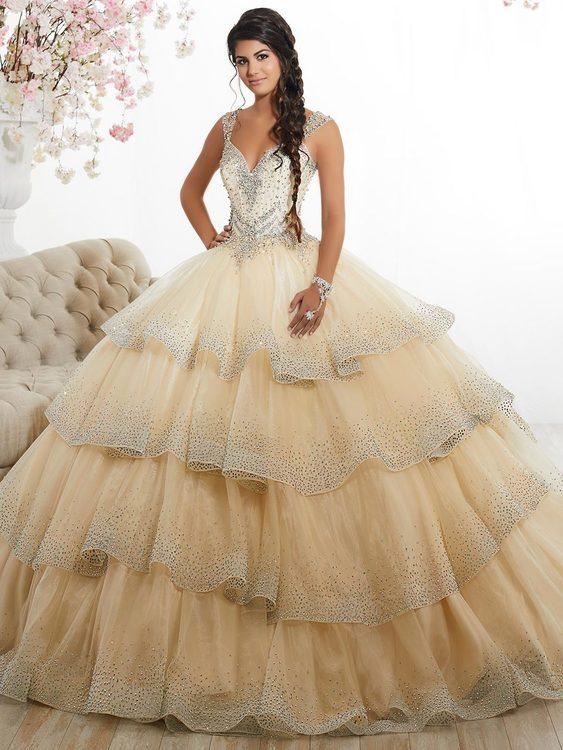 Image of Quinceanera Collection - 26880 Beaded Sweetheart Tiered Ballgown