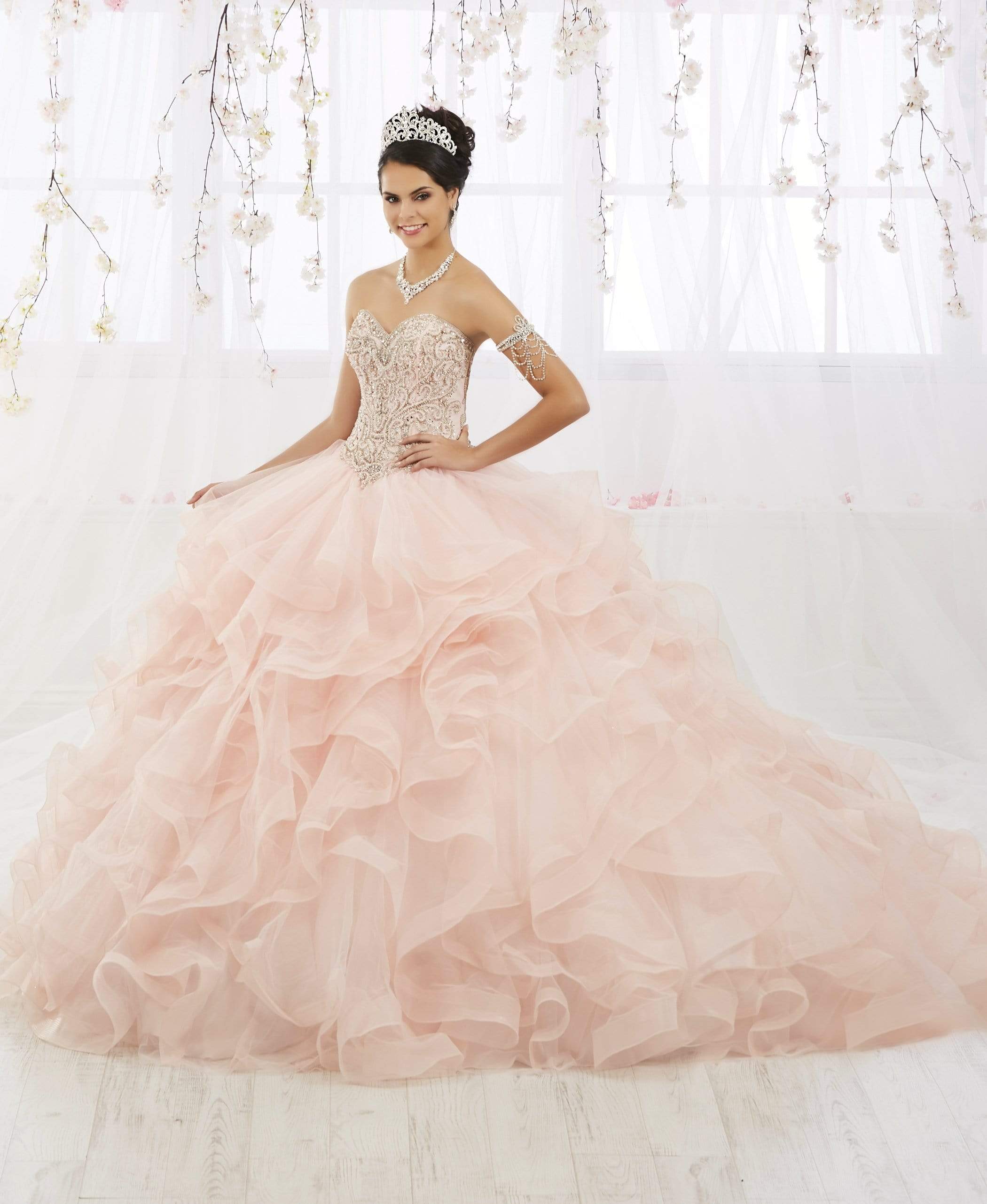 Image of Quinceanera Collection - 26911 Beaded Strapless Ruffled Ballgown