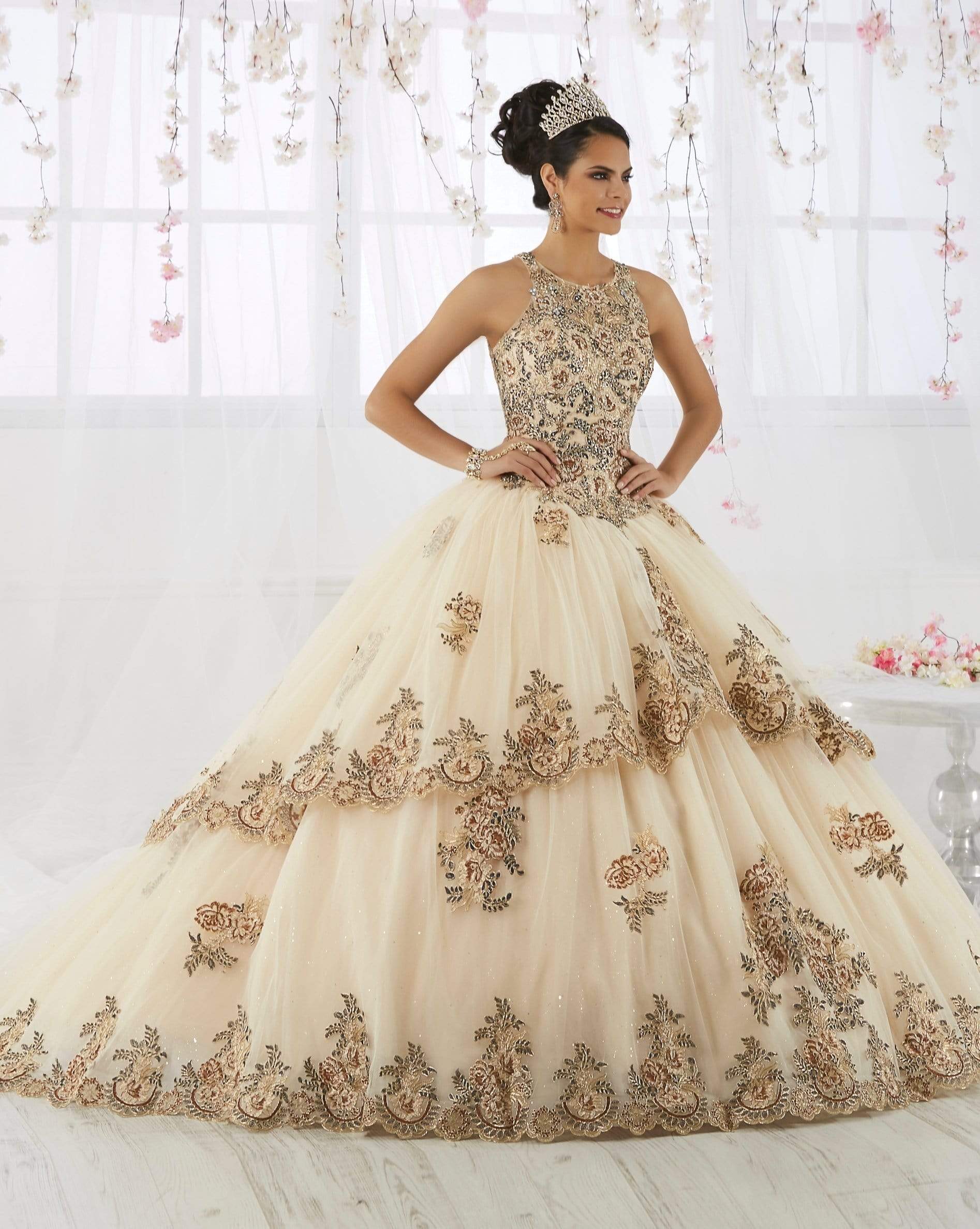 Image of Quinceanera Collection - 26912 Beaded Lace Embellished Tulle Ballgown