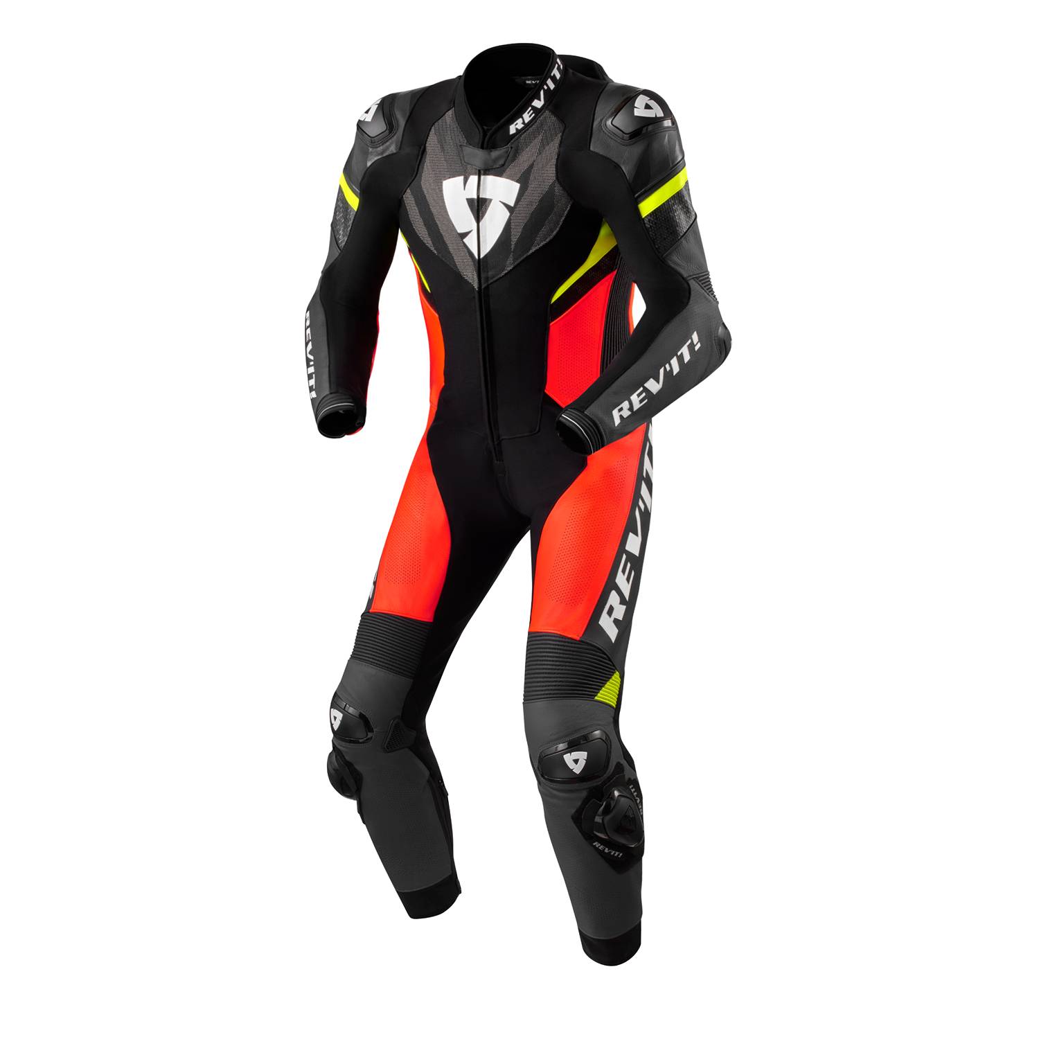 Image of REV'IT! Hyperspeed 2 1-pieza Traje Negro Neon Rojo Talla 54