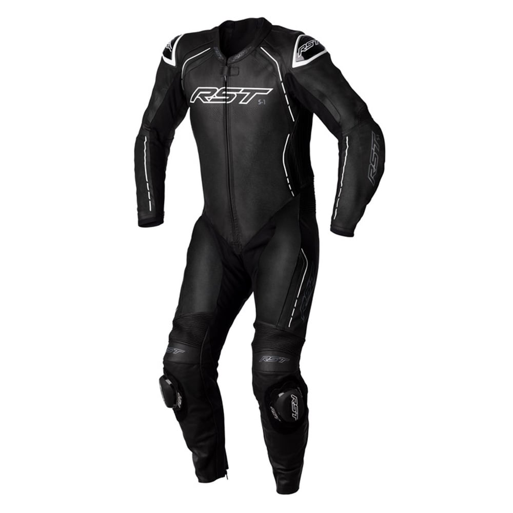 Image of RST S1 CE Leather One Piece Suit Black White Size 42 EN