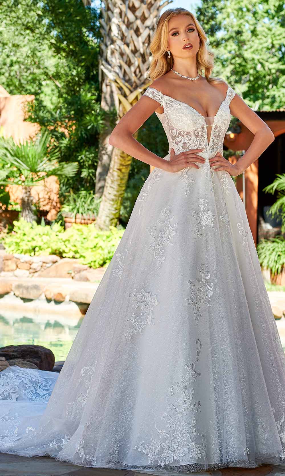 Image of Rachel Allan Bridal RB4143 - Off Shoulder Glitter Bridal Gown