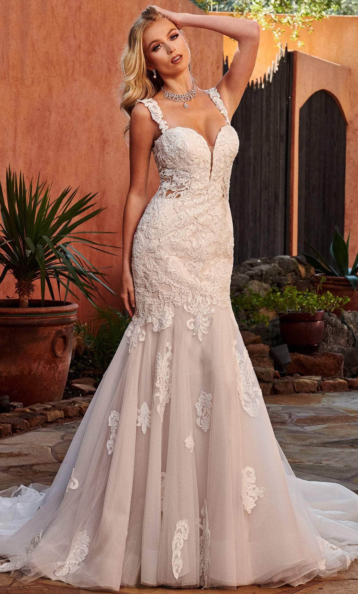 Image of Rachel Allan Bridal RB5006 - Floral Embroidered Trumpet Gown