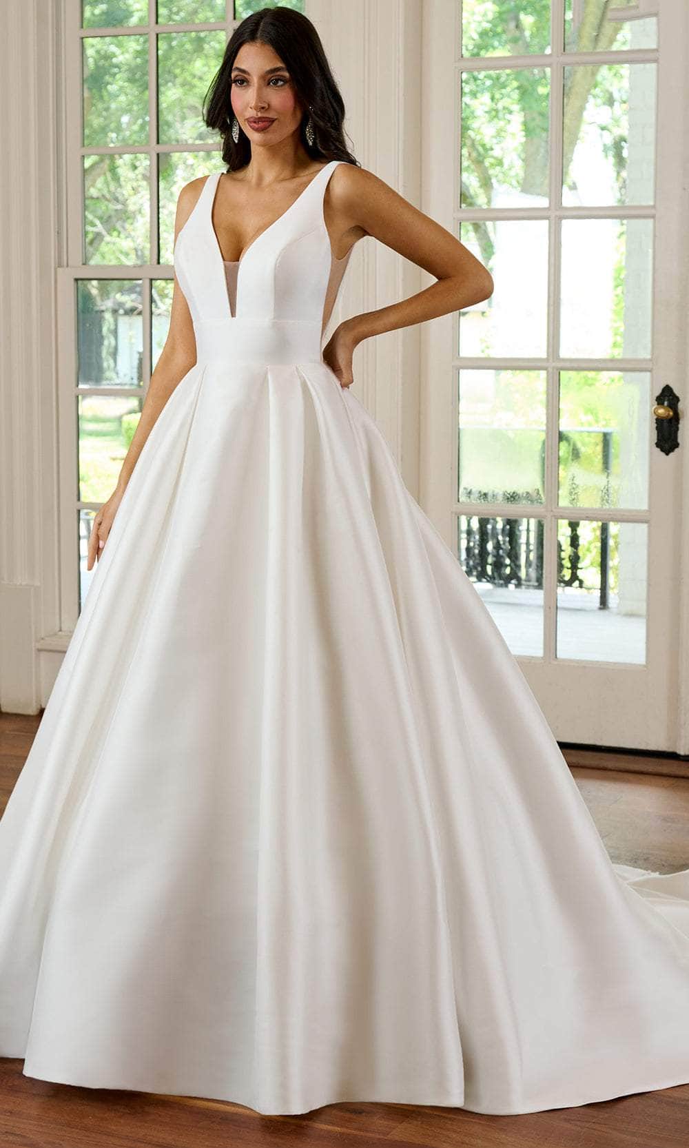 Image of Rachel Allan RB2177 - Plunging V-Neck Pleated Bridal Gown