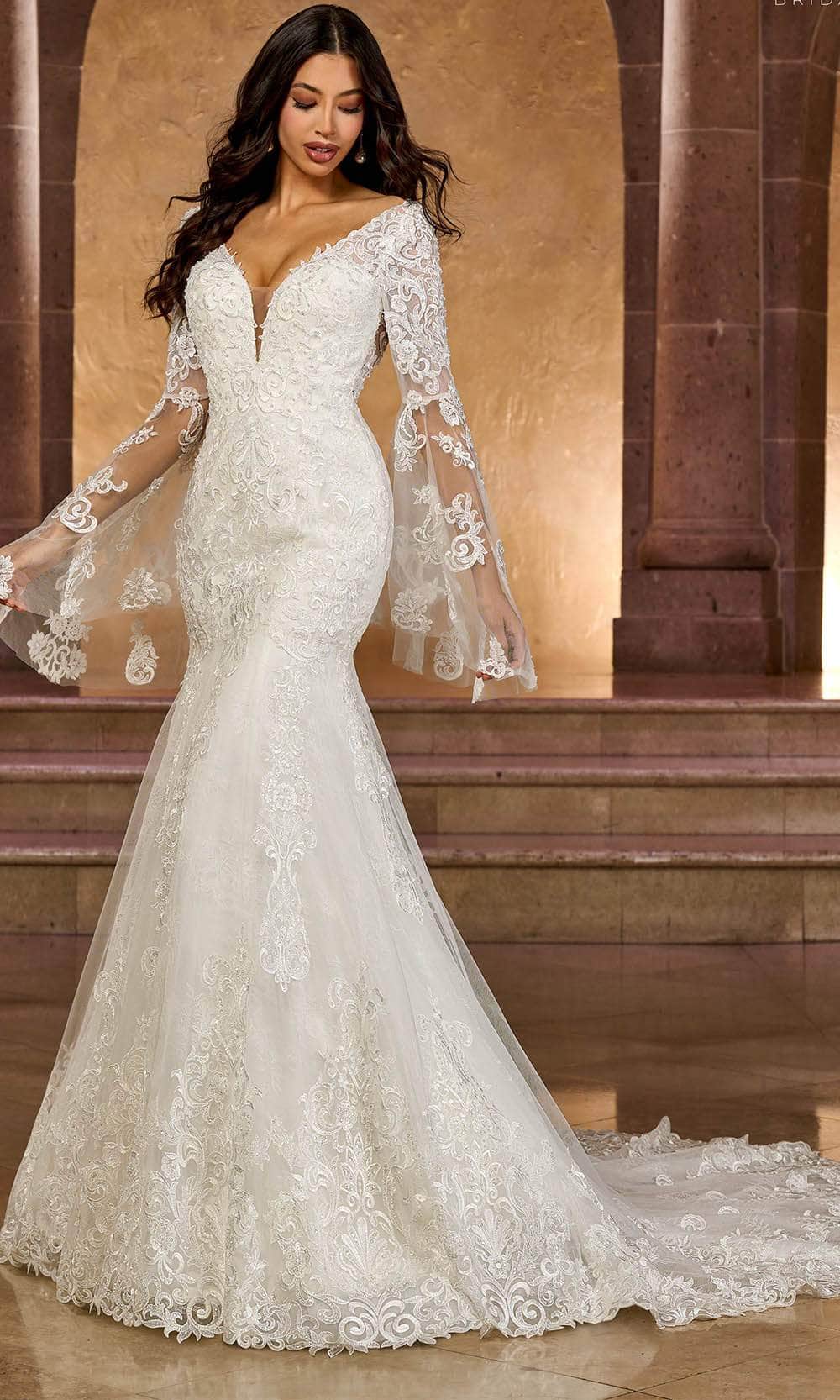 Image of Rachel Allan RB4164 - Illusion Bell Sleeve Bridal Gown