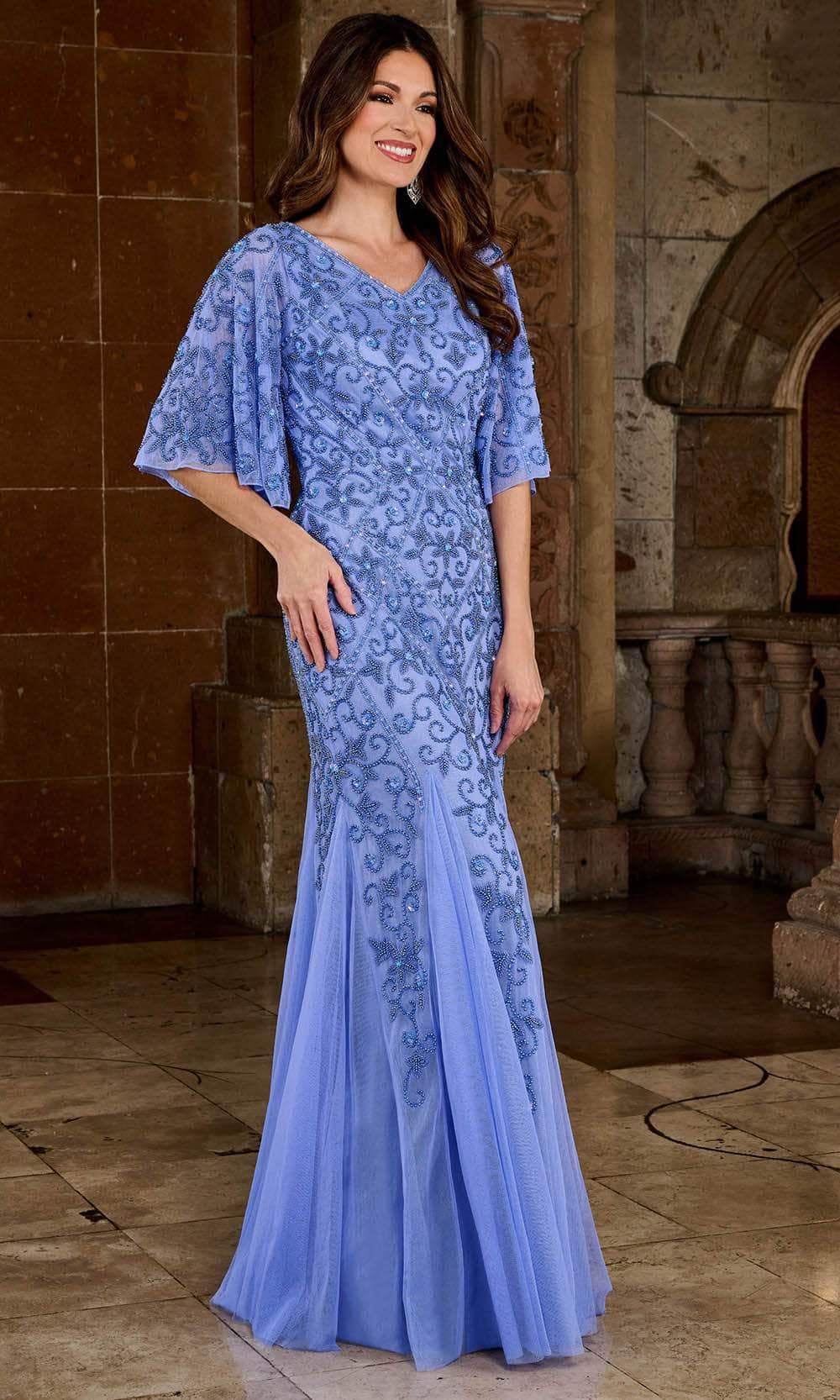 Image of Rachel Allan RB8133 - Flutter Sleeve Beaded Evening Dress