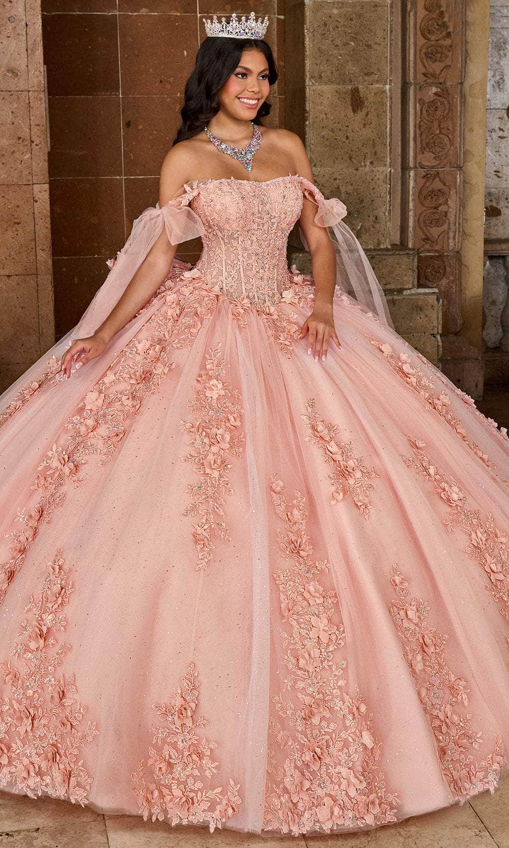 Image of Rachel Allan RQ1132 - Floral Embroidered Corse Bodice Ballgown Dress