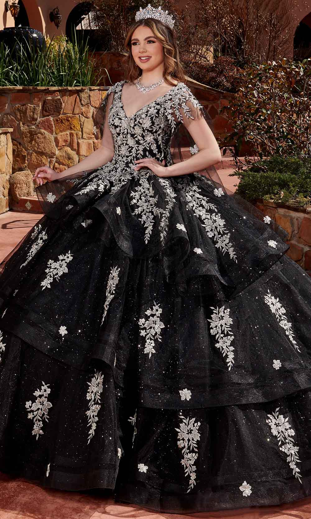 Image of Rachel Allan RQ2173 - Floral Lace Tiered Ballgown