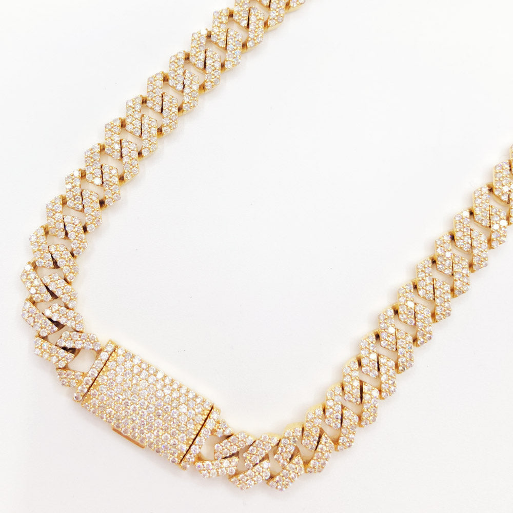 Image of Real Diamond Cuban Chain 10MM Sharp Links 10K Yellow or White Gold ID 41731670802625