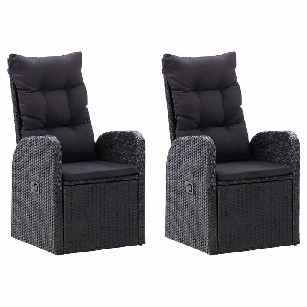 Image of Reclining Garden Chairs 2 pcs with Cushions Poly Rattan Black