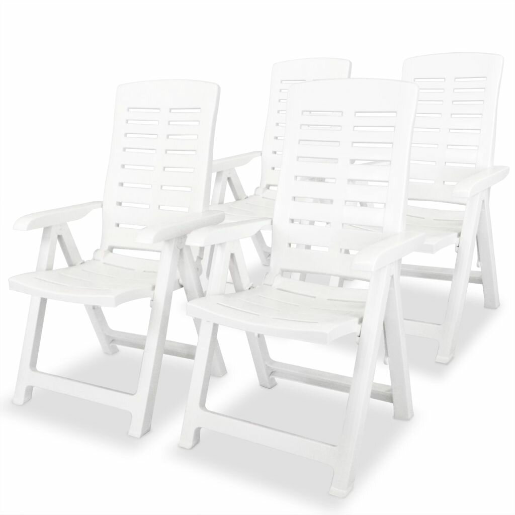 Image of Reclining Garden Chairs 4 pcs Plastic White