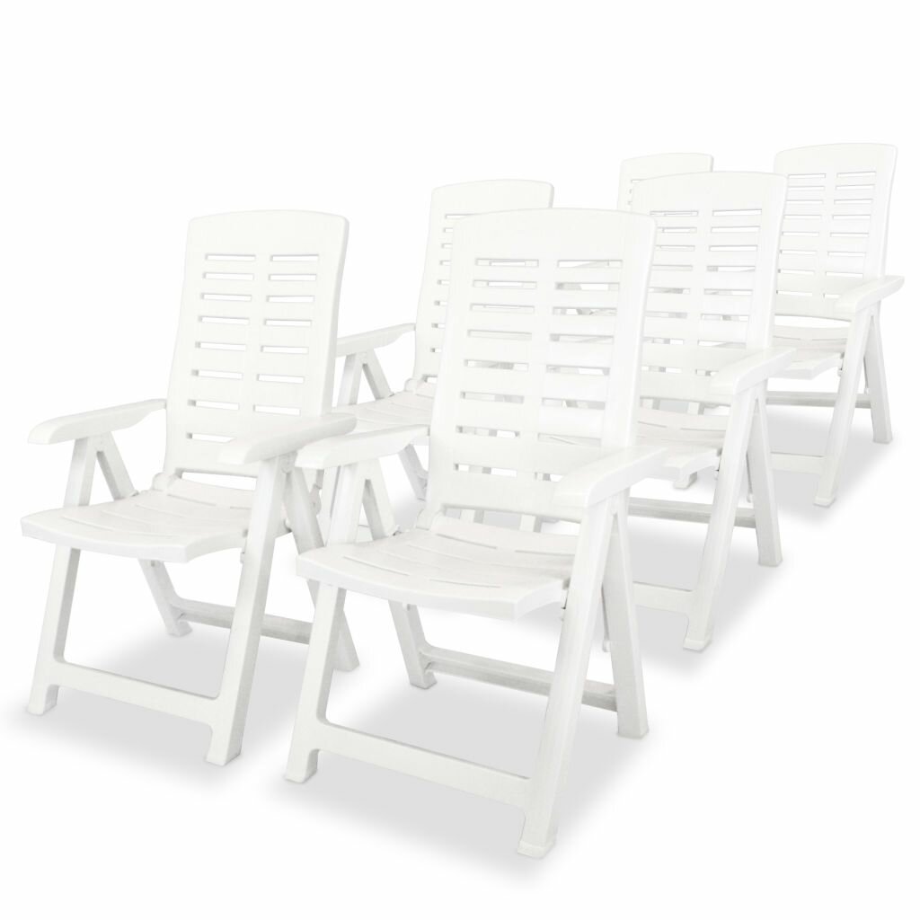Image of Reclining Garden Chairs 6 pcs Plastic White