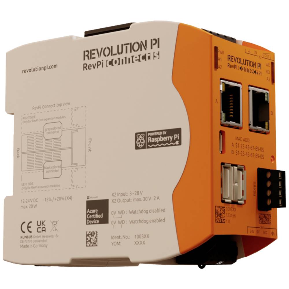 Image of Revolution Pi by Kunbus RevPi Connect S 16 GB PR100363 PLC add-on module 24 V DC