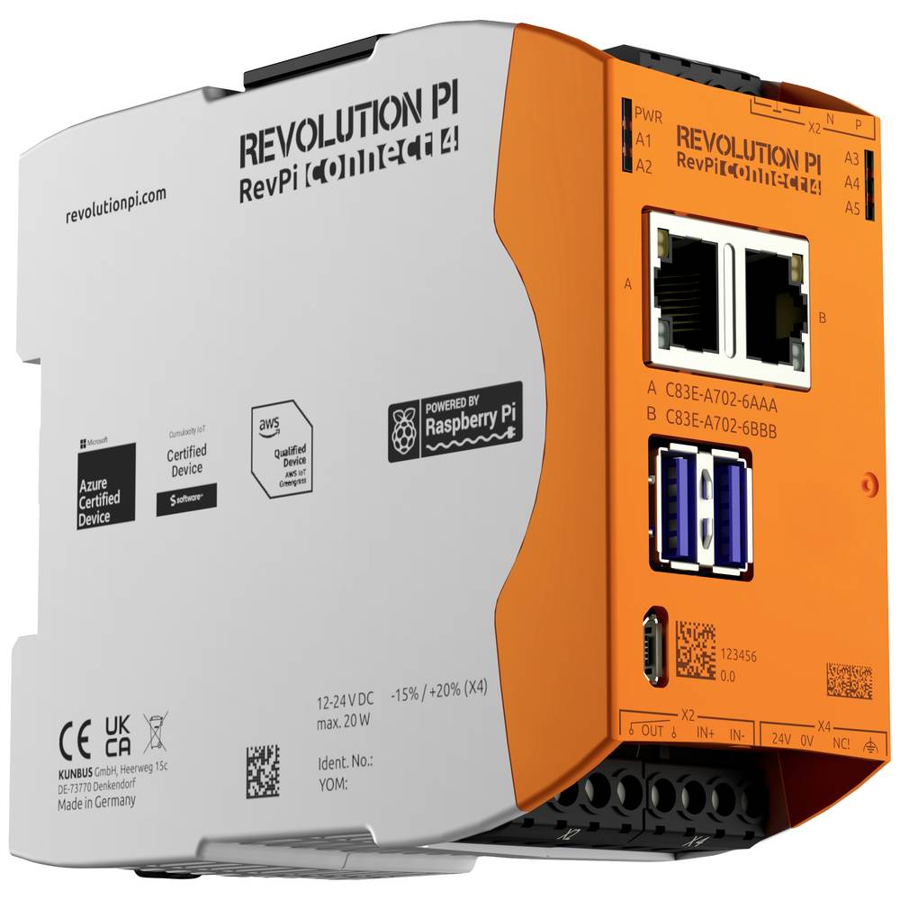 Image of Revolution Pi by Kunbus RevolutionPi Connect 4 PR100378 PLC add-on module
