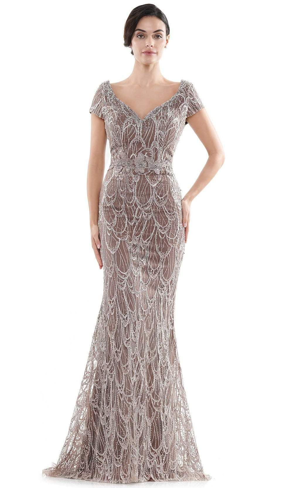 Image of Rina Di Montella - RD2716 Portrait V-Neck Fully Embroidered Gown