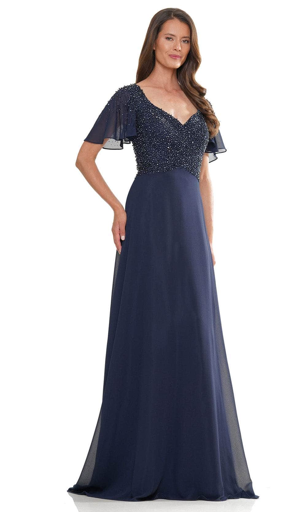Image of Rina Di Montella RD2907 - Flutter Sleeve Embellished Formal Gown