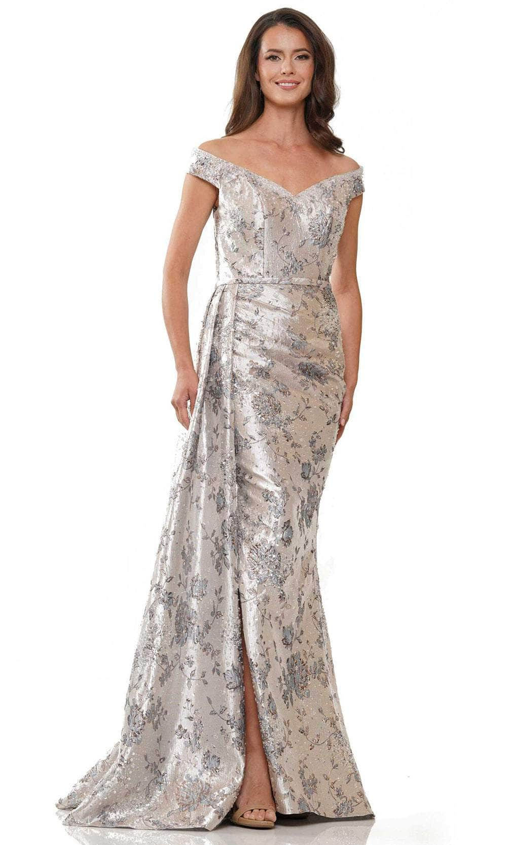 Image of Rina di Montella RD2912 - Jacquard Off-Shoulder Long Gown