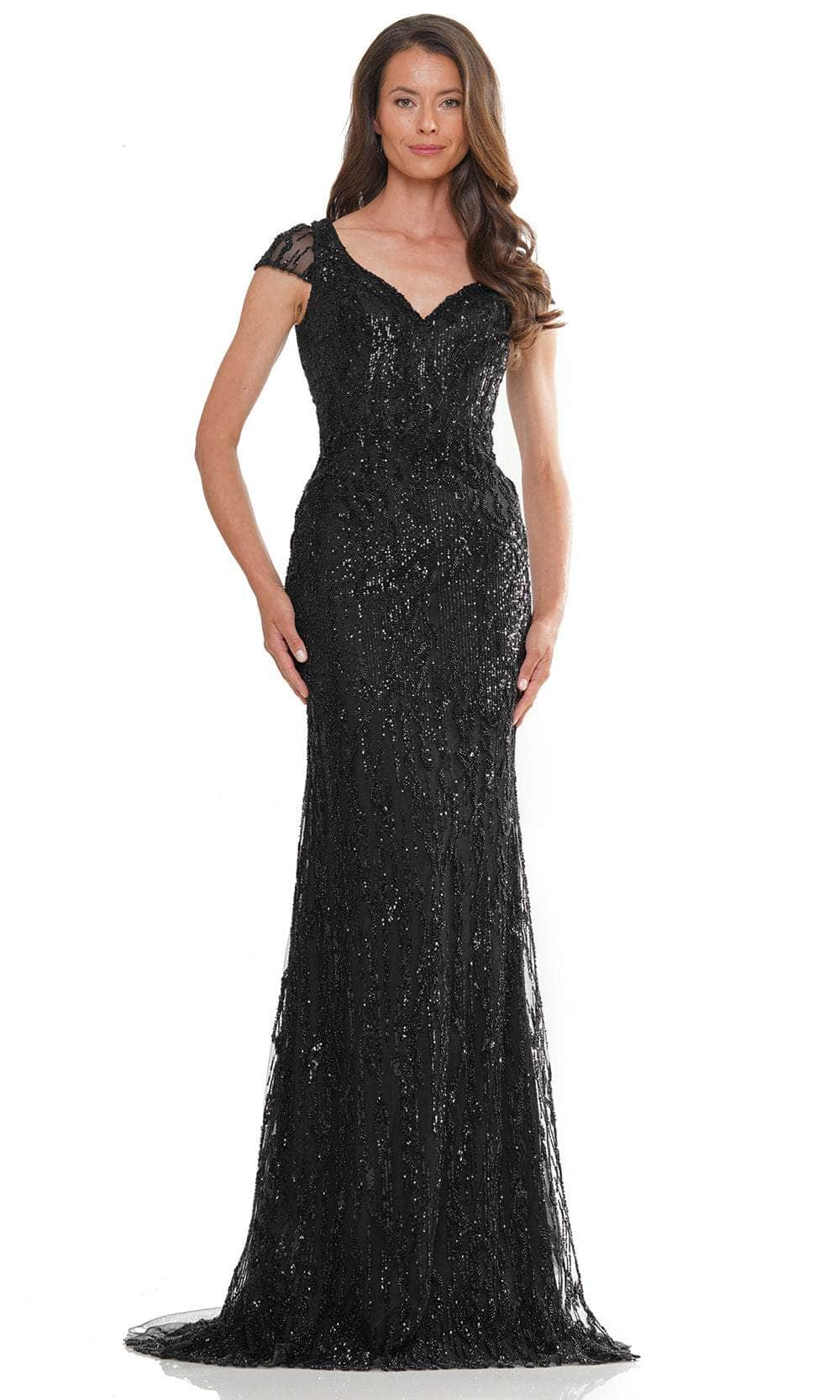 Image of Rina di Montella RD2978 - Beaded Sheer Cap Sleeve Formal Gown