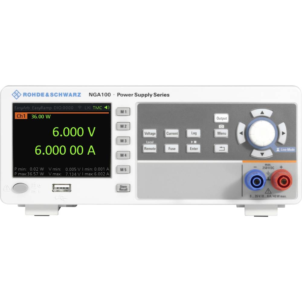 Image of Rohde & Schwarz NGA101 Bench PSU (adjustable voltage) 35 V (max) 6 A (max) 40 W programmable remote controlled No of