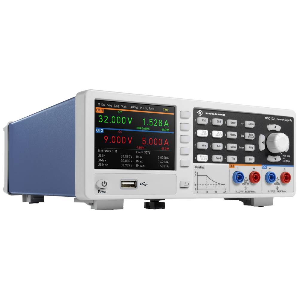 Image of Rohde & Schwarz R&SÂ®NGC102-G Bench PSU (adjustable voltage) 32 V (max) 5 A (max) 100 W No of outputs 2 x