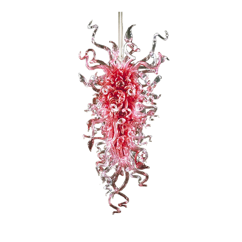 Image of Romantic Pink Pendant Lamps High Quality LED Bulbs Home Hotel Wedding Decoration Style Hand Blown Murano Glass Crystal Chandelier