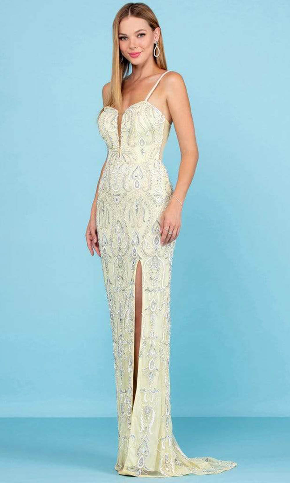 Image of SCALA - 60266 Sweetheart Appliqued Sheath Gown
