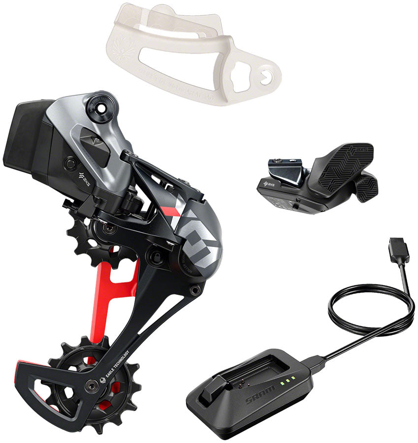 Image of SRAM X01 Eagle AXS Upgrade Kit - Rear Derailleur for 52t Max Battery Eagle AXS Rocker Paddle Controller with Clamp Charger/Cord Red