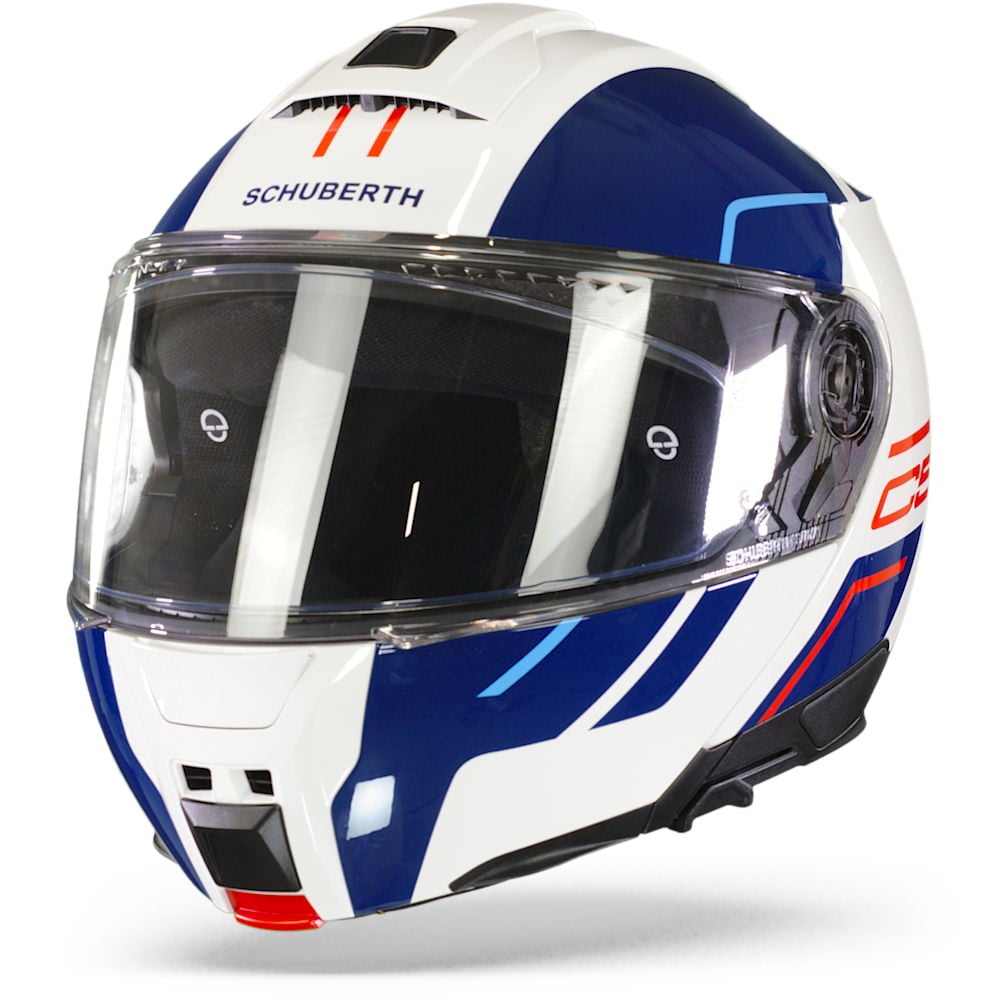 Image of Schuberth C5 Master Blanc Bleu Casque Modulable Taille 2XL