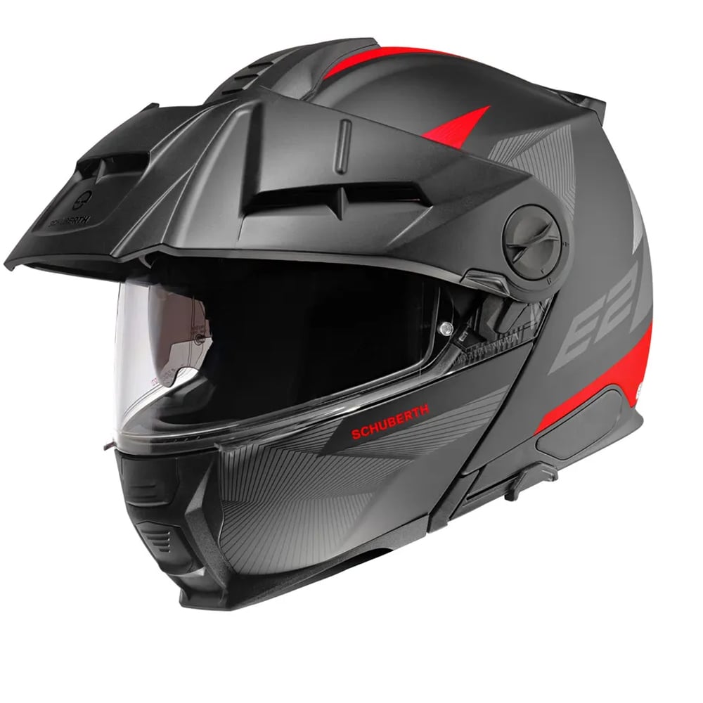 Image of Schuberth E2 Defender Black Red Modular Helmet Size 2XL ID 4018243156619