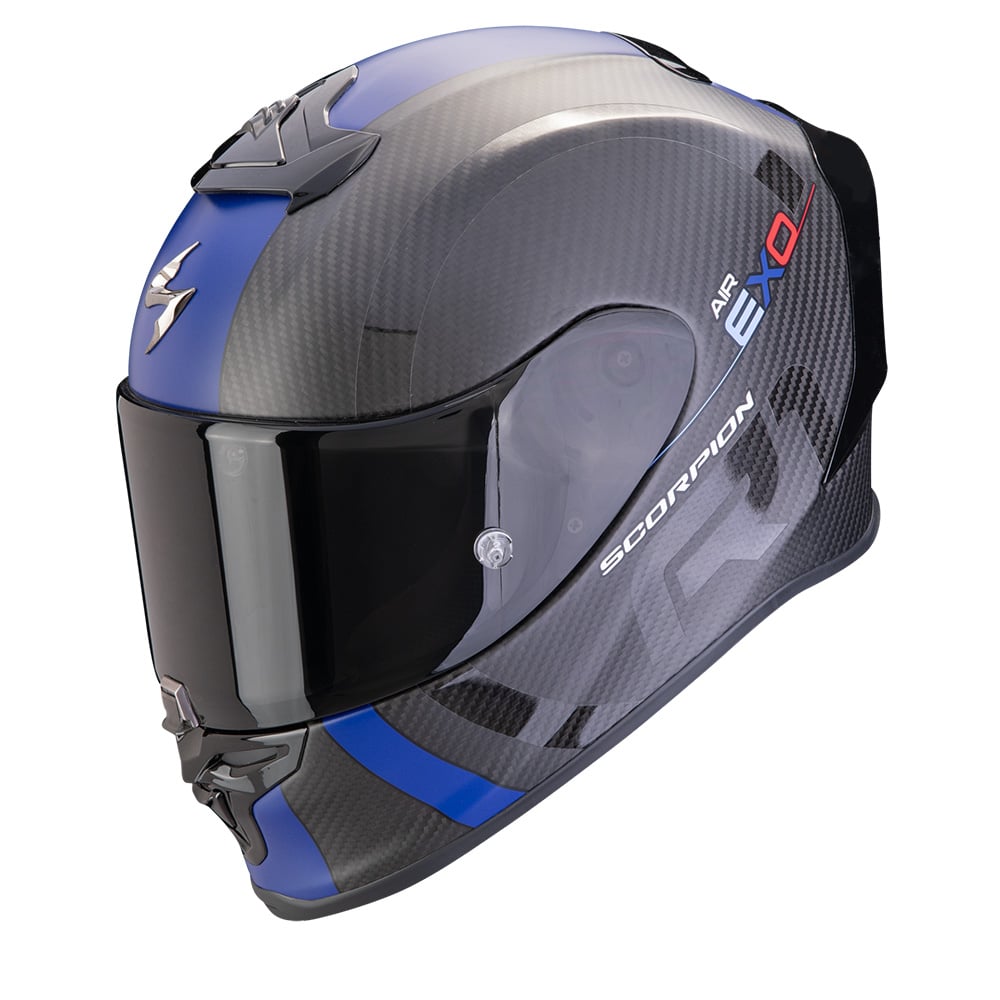 Image of Scorpion EXO-R1 Evo Carbon Air Mg Matt Black-Blue Full Face Helmet Talla S