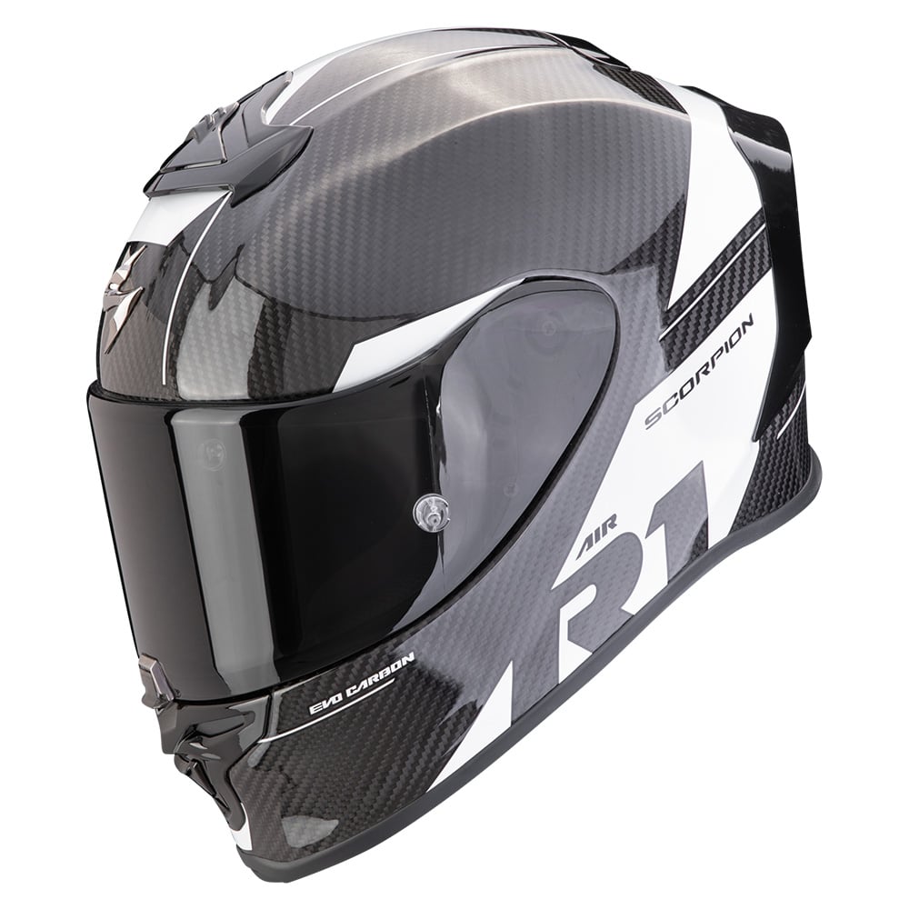 Image of Scorpion EXO-R1 Evo Carbon Air Rally Black-White Full Face Helmet Talla L