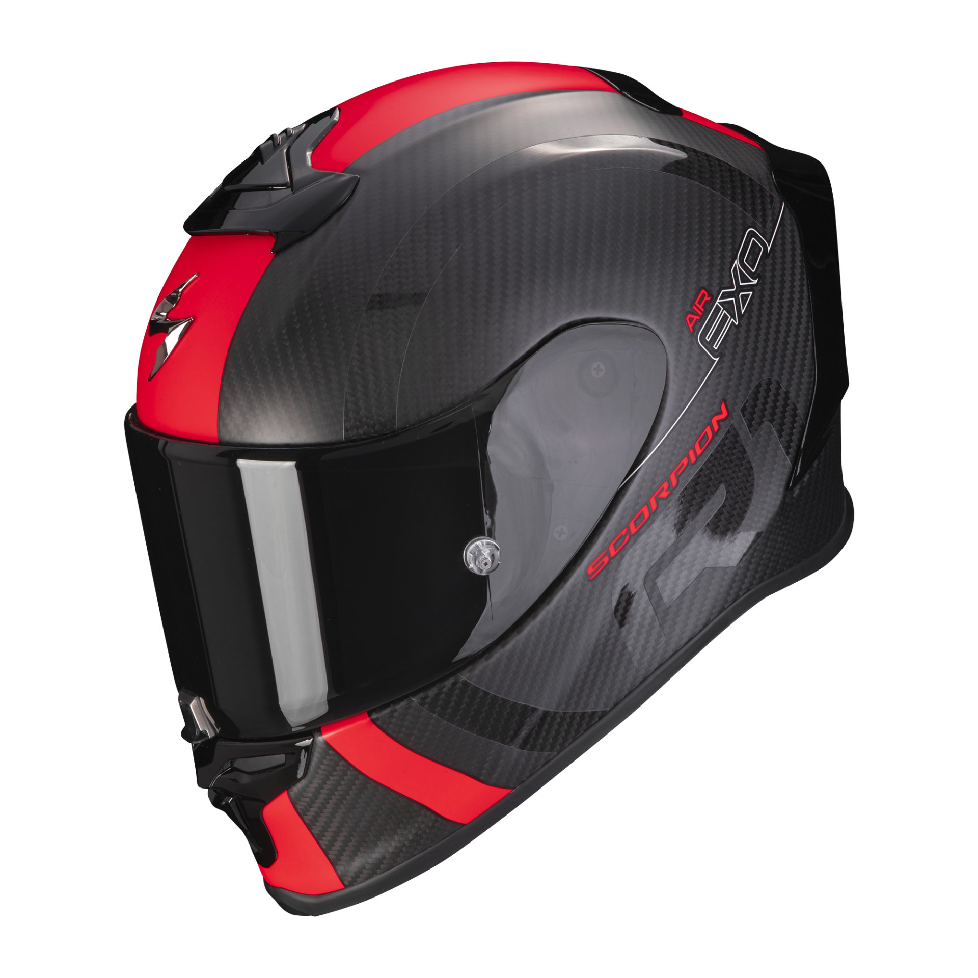 Image of Scorpion Exo-R1 Evo Carbon Air Mg Matt Black-Red Full Face Helmet Talla 2XL
