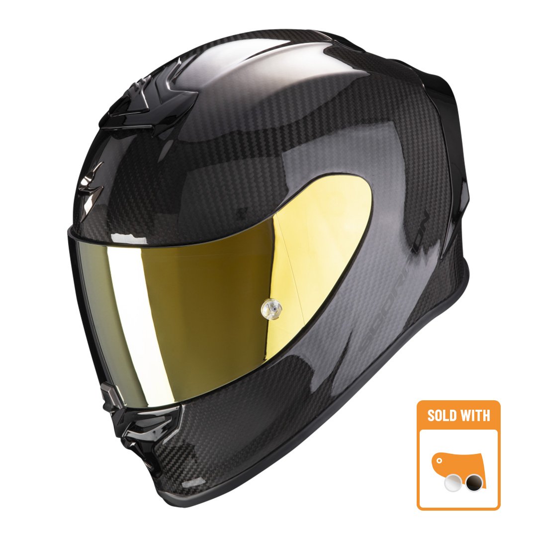 Image of Scorpion Exo-R1 Evo Carbon Air Solid Black Full Face Helmet Talla S