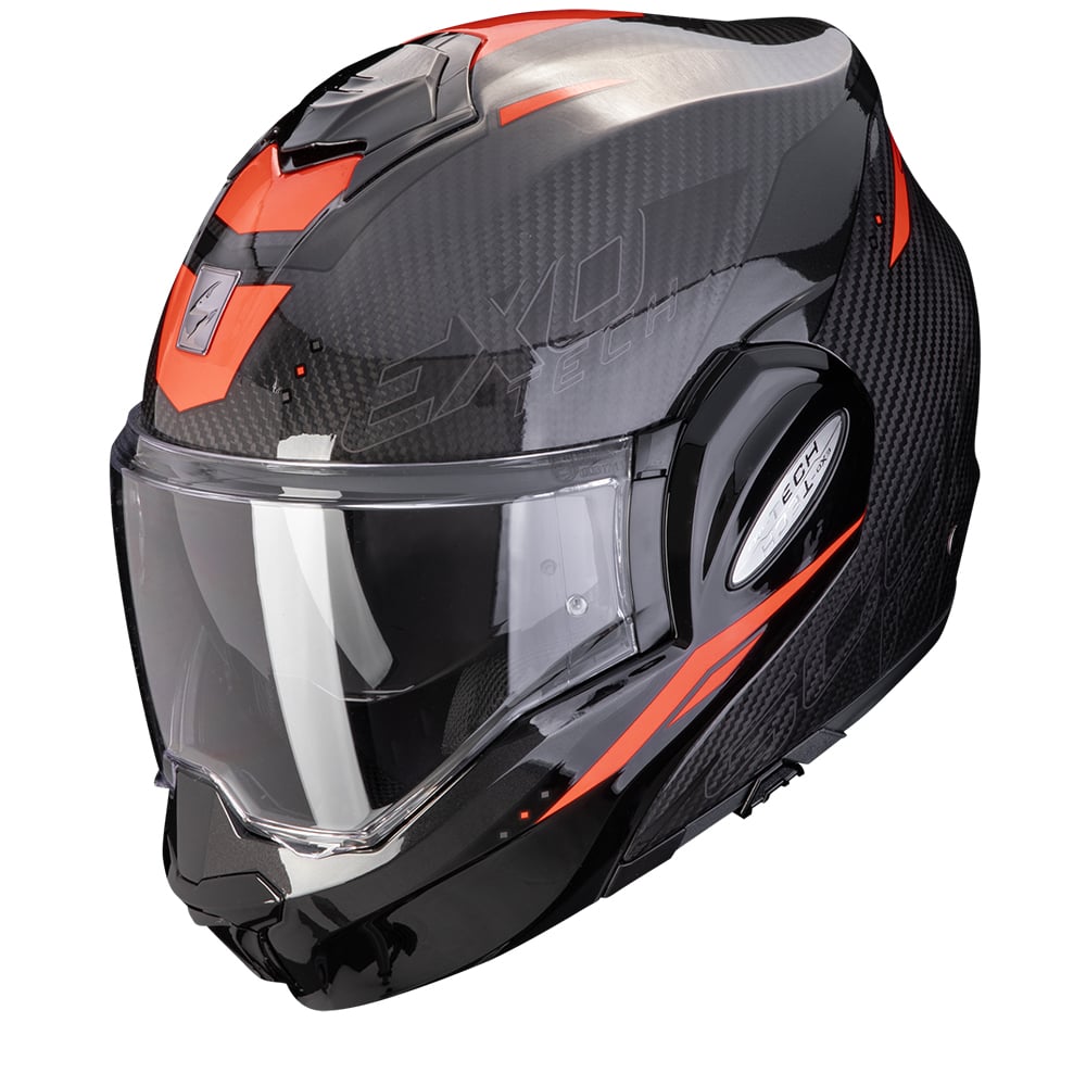Image of Scorpion Exo-Tech Evo Carbon Rover Black Red Modular Helmet Talla S