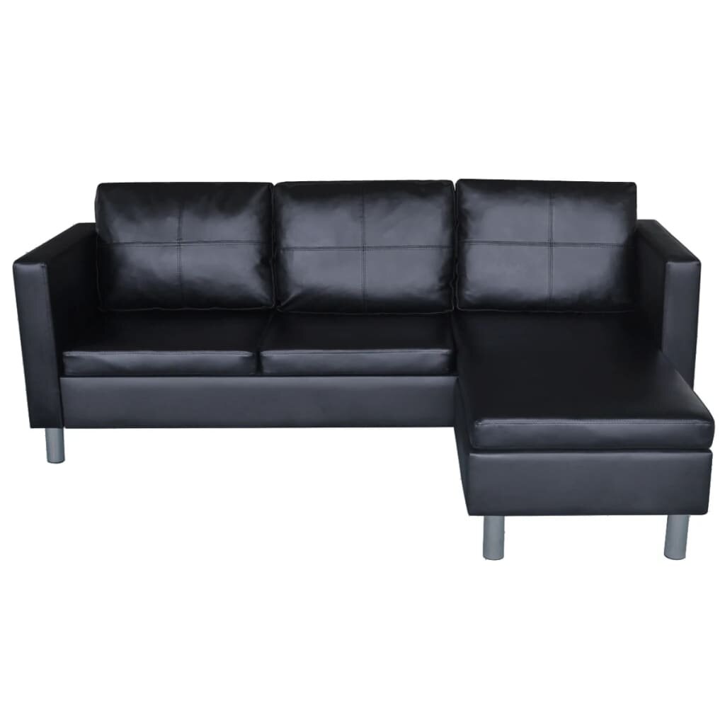 Image of Sectional Sofa 3-Seater Artificial Leather Black