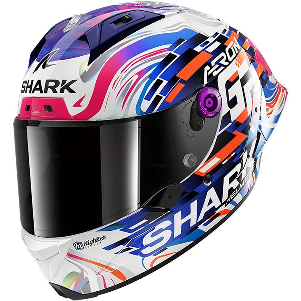 Image of Shark Aeron-GP Replica Zarco GP De France DVB Carbon Violet Blue Glossy Full Face Helmet Size S ID 3664836702780
