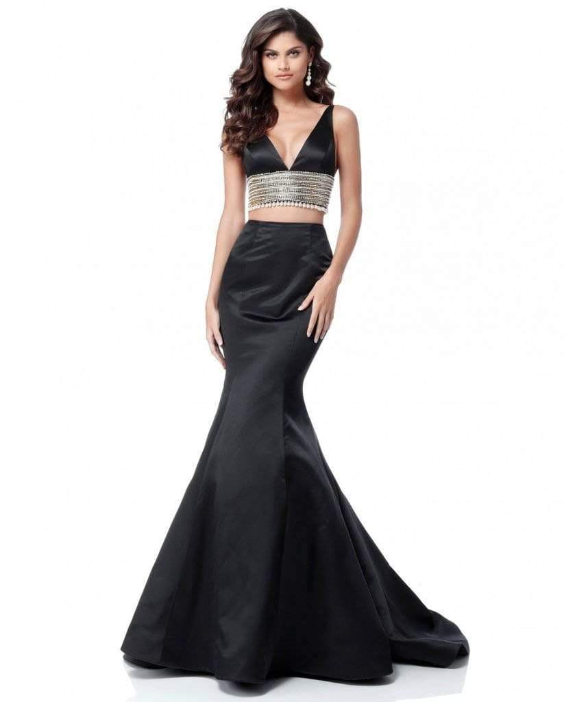 Image of Sherri Hill - 51711 Two Piece Plunging V-Neck Mermaid Dress