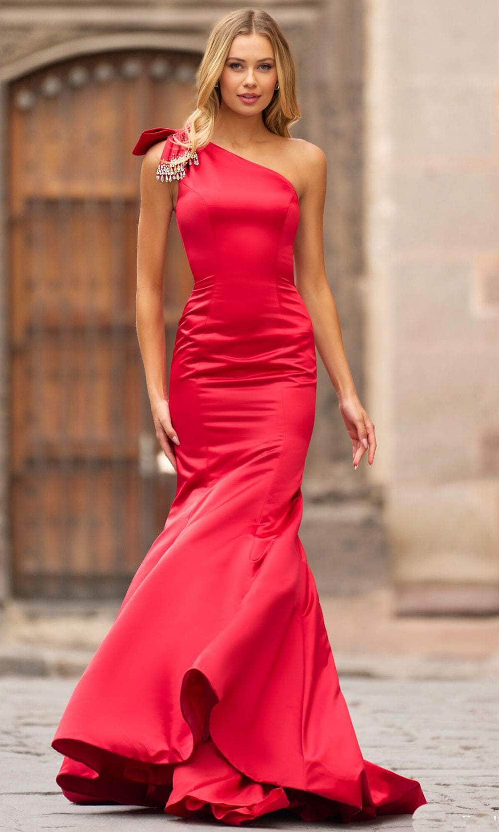 Image of Sherri Hill 55380 - Bow One Shoulder Prom Dress