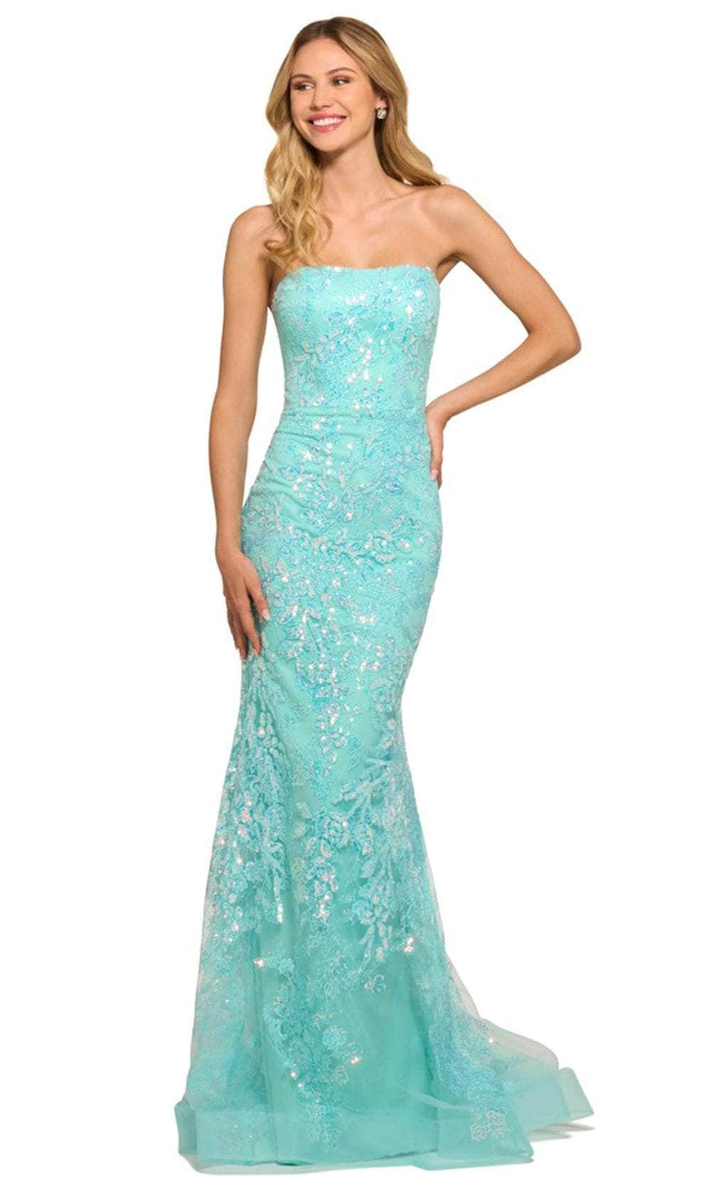 Image of Sherri Hill 55501 - Sequin Embellished Strapless Prom Gown